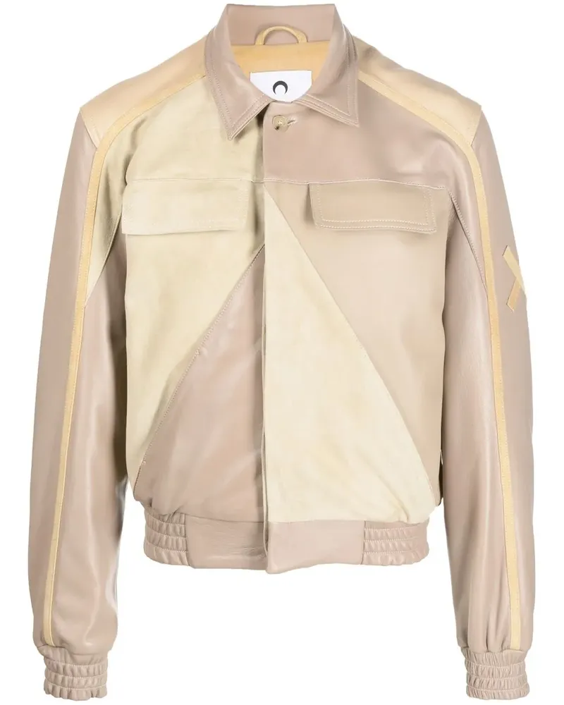 Marine Serre Lederjacke im Patchwork-Design - Nude Nude