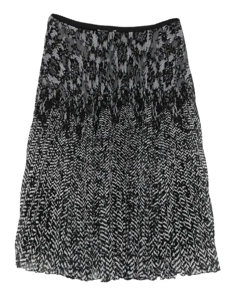 Ermanno Scervino lace-panelled pleated midi skirt - Schwarz Schwarz
