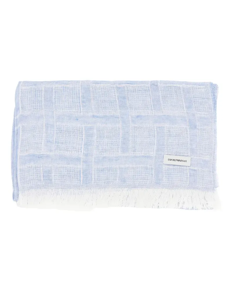 Emporio Armani checked fringed scarf - Blau Blau