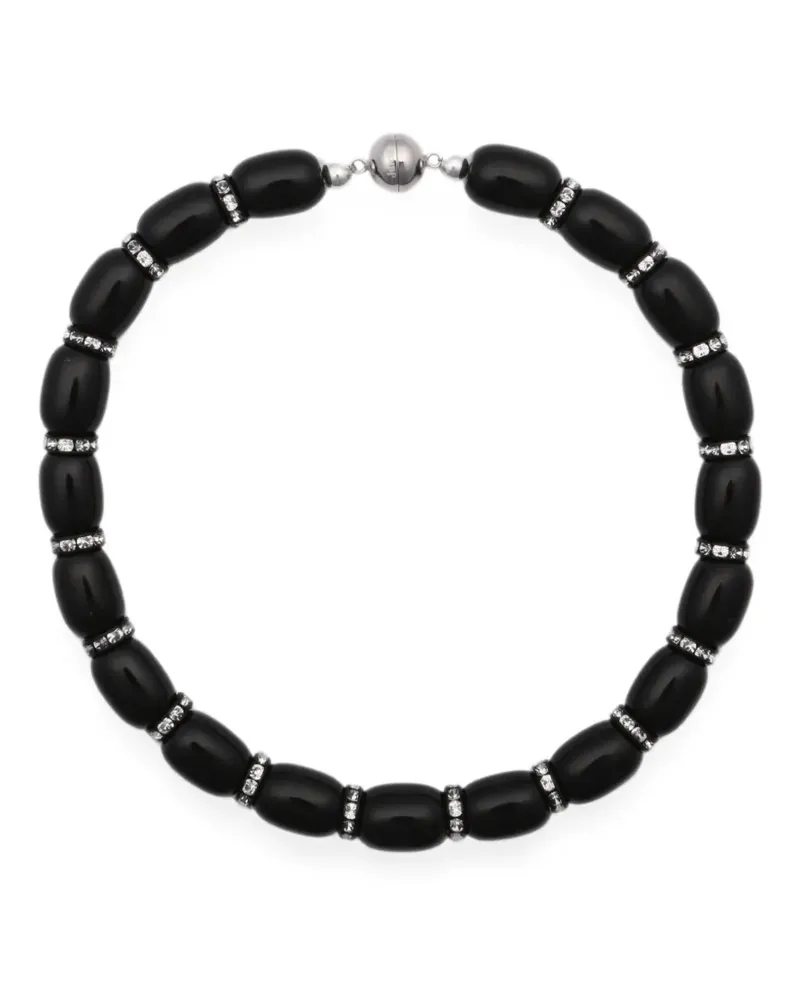 JULIETTA Donna Perlenkette mit Kristallverzierung - Schwarz Schwarz