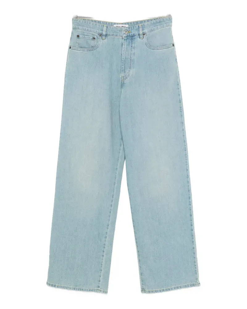 Miu Miu logo-embroidered wide-leg jeans - Blau Blau