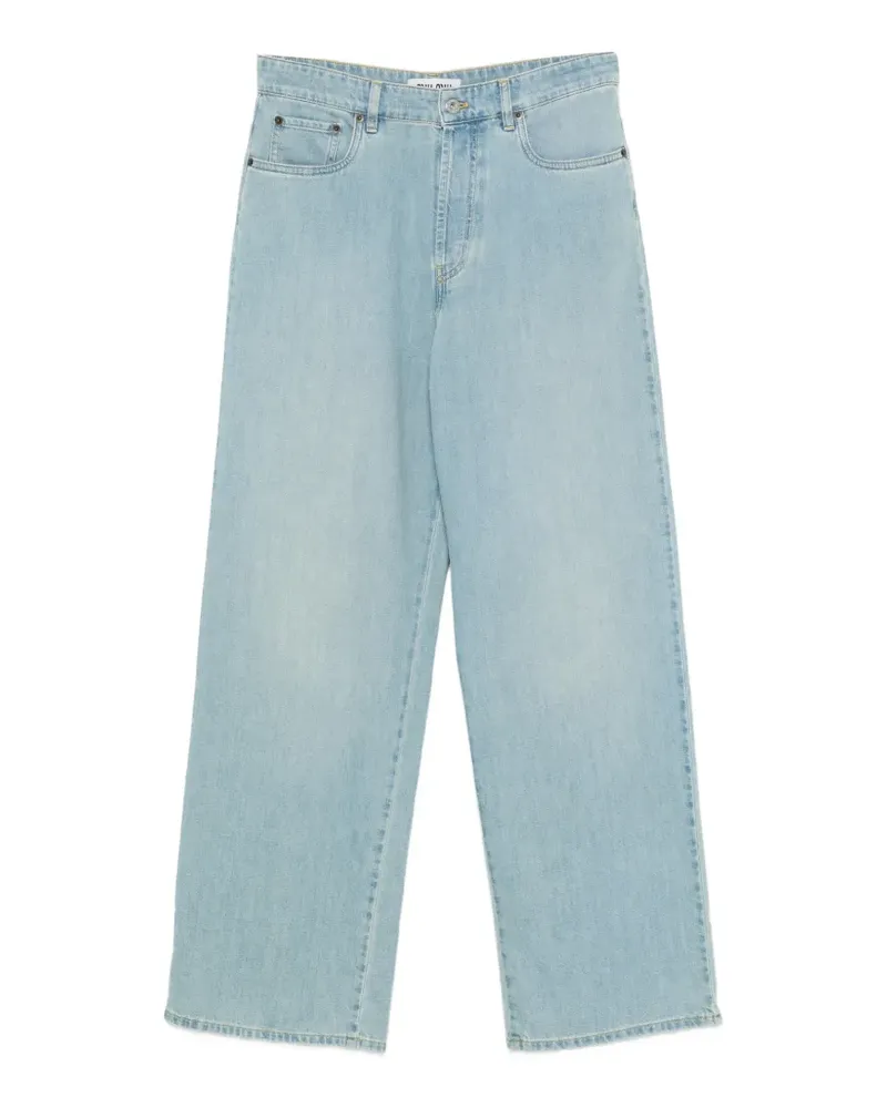 Miu Miu logo-embroidered wide-leg jeans - Blau Blau
