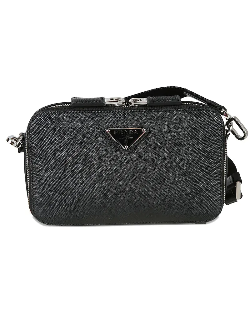 Prada logo-plaque top-zip shoulder bag - Schwarz Schwarz