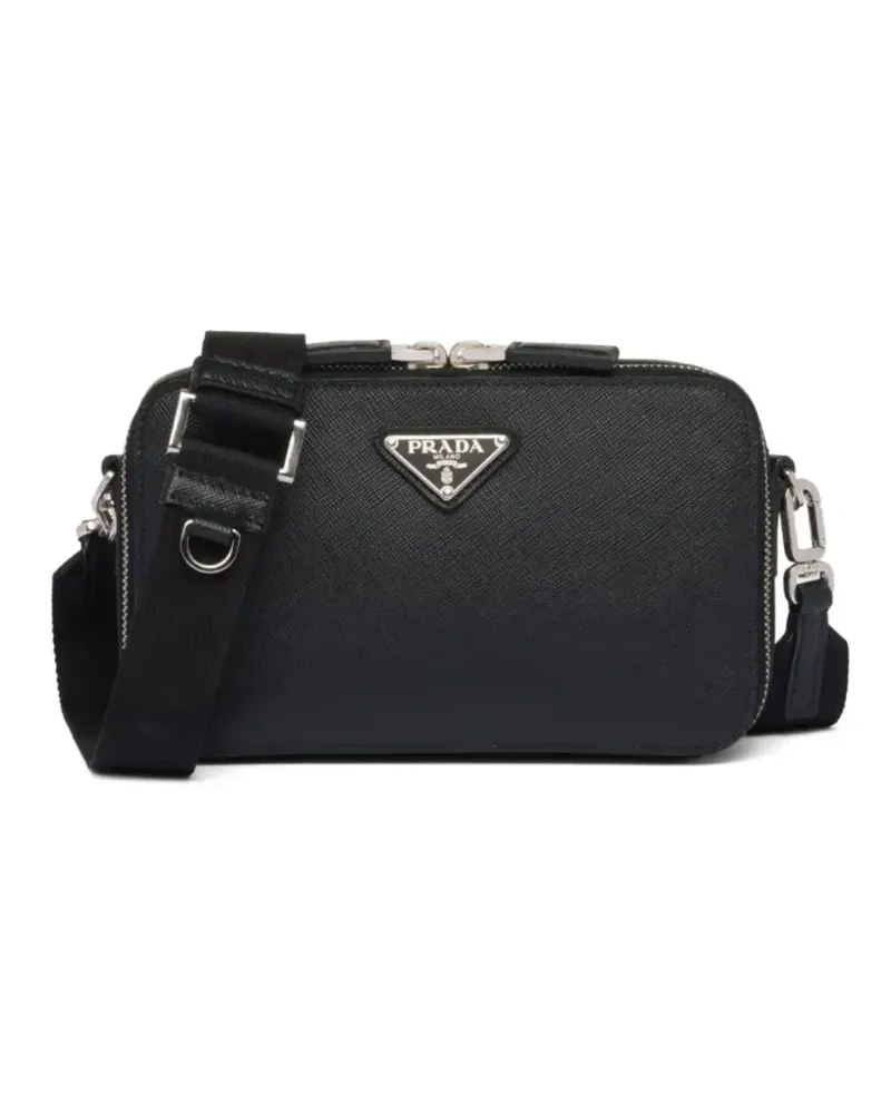 Prada Schultertasche mit Logo-Schild - Schwarz Schwarz
