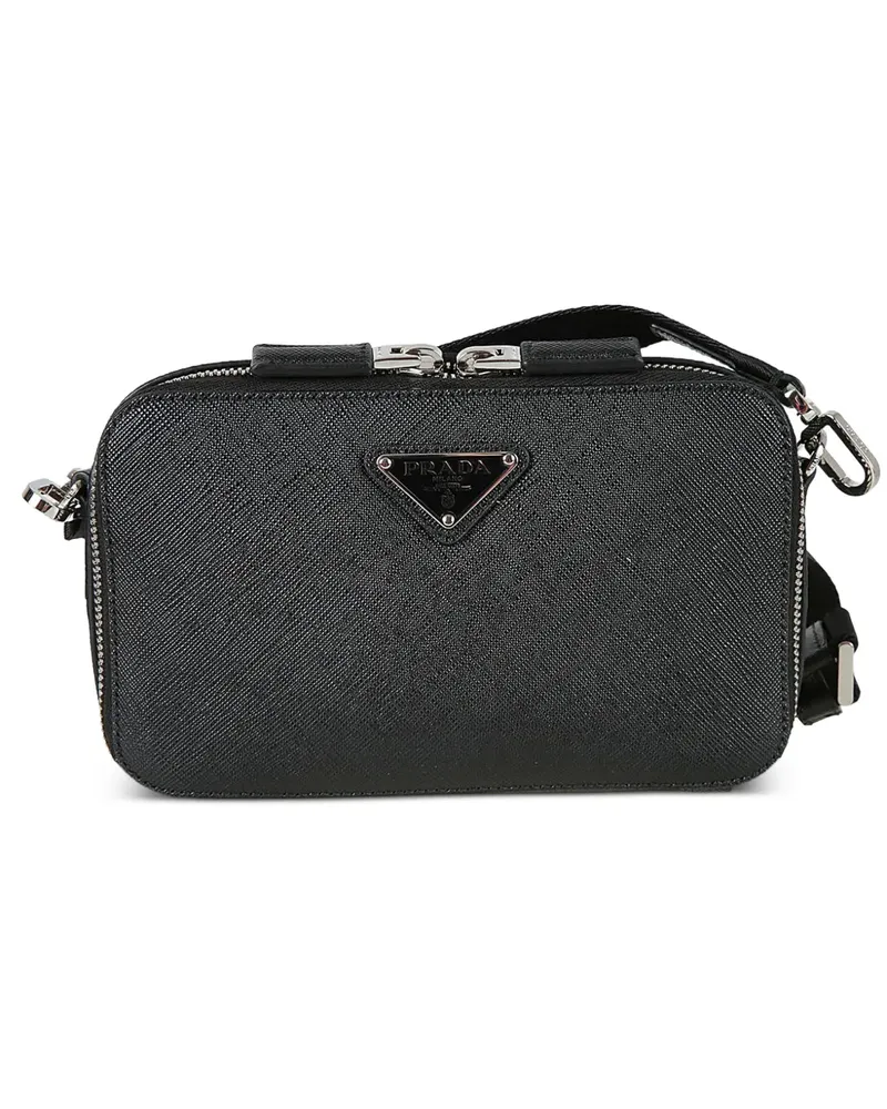 Prada logo-plaque top-zip shoulder bag - Schwarz Schwarz