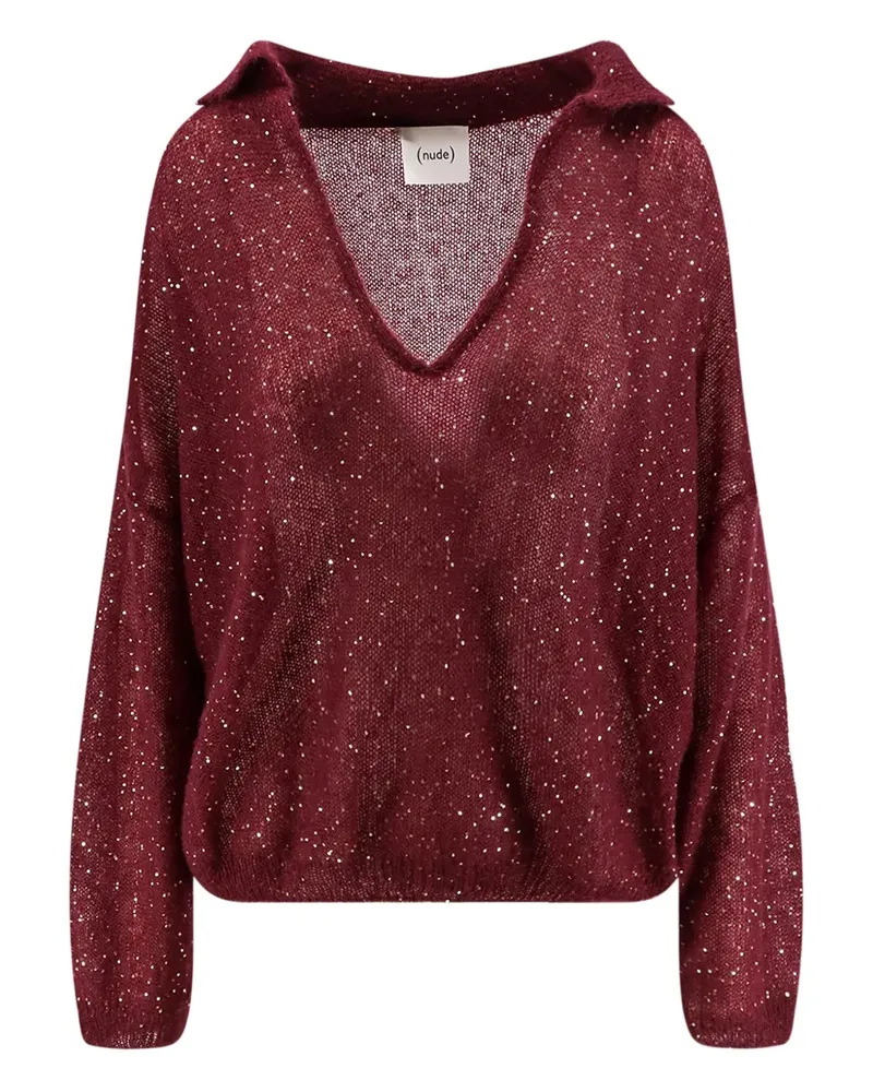 NUDE Pullover mit Pailletten - Rot Rot