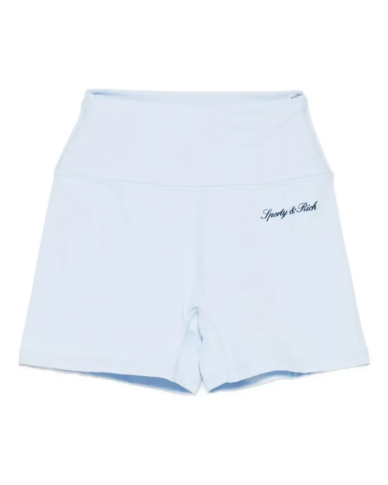 SPORTY & RICH logo-print cycling shorts - Blau Blau