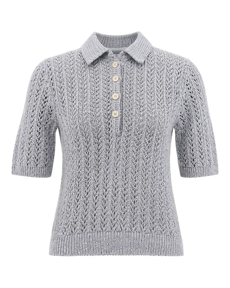Eleventy pointelle-knit polo shirt - Grau Grau