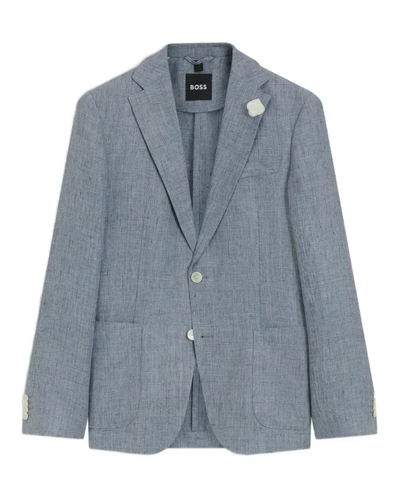 HUGO BOSS single-breasted lapel-flower blazer - Blau Blau