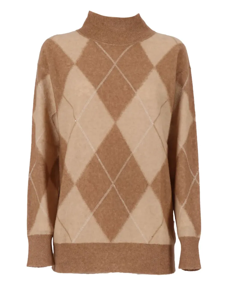 Lorena Antoniazzi Rollkragenpullover mit Argyle-Muster - Braun Braun