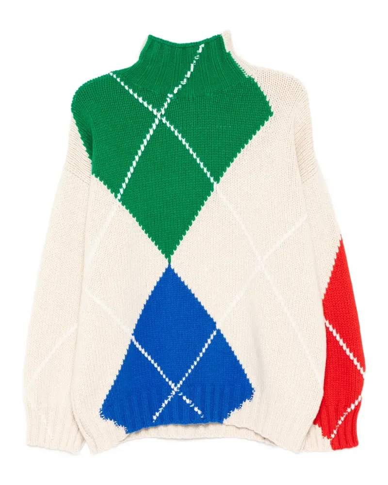 J.W.Anderson turtle-neck argyle sweater - Weiß Weiß