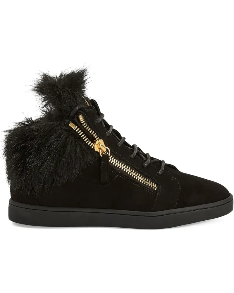 Giuseppe Zanotti Kriss Sneakers mit Pelzbesatz - Schwarz Schwarz