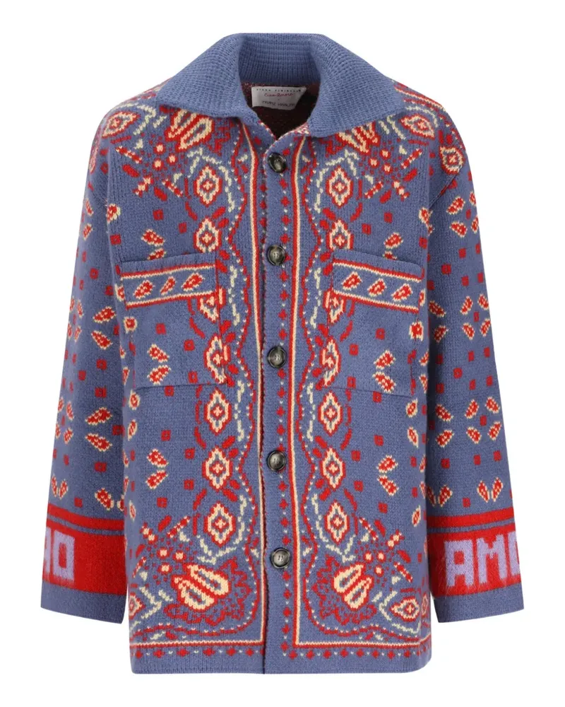 Giada Benincasa Soho intarsia-knit button-up cardigan - Blau Blau