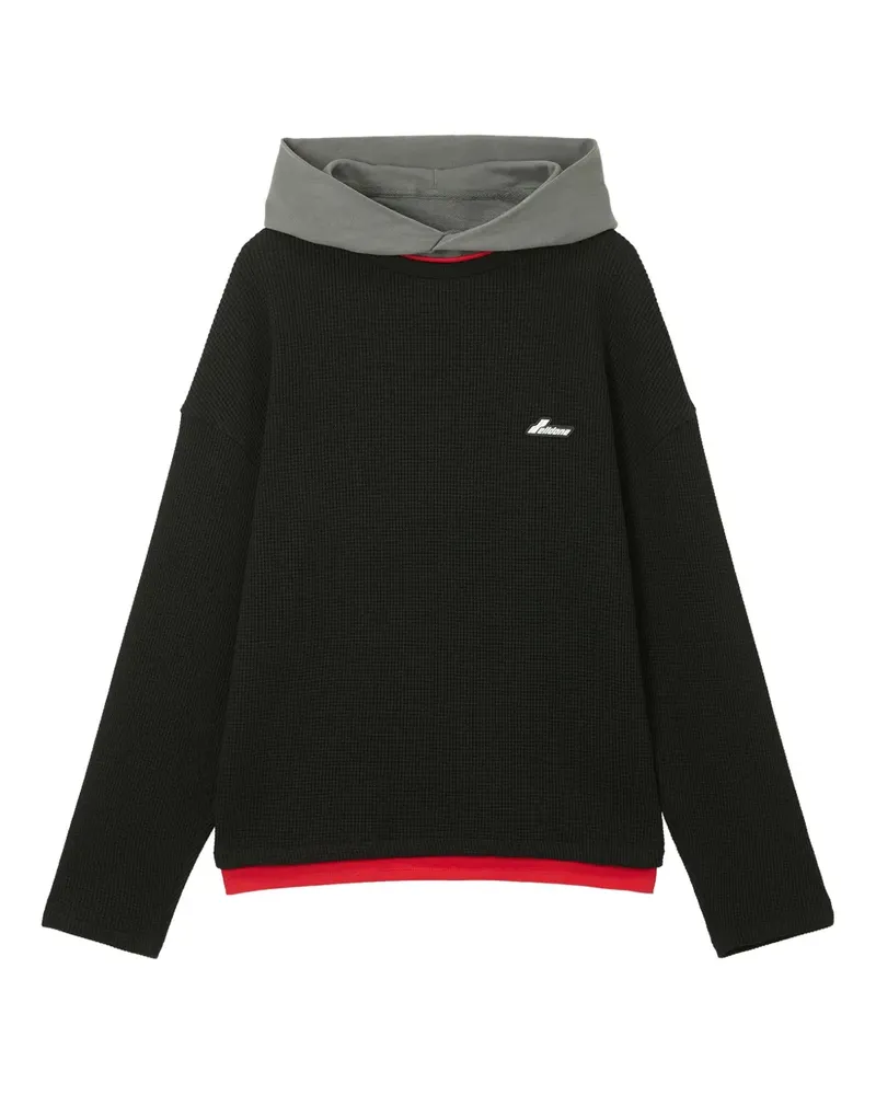 WE 11 DONE Hoodie mit Logo - Schwarz Schwarz