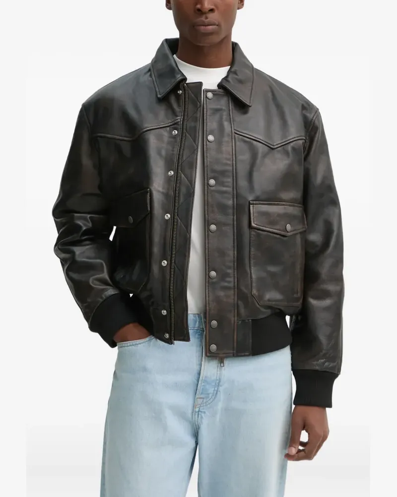 The Kooples front-pockets leather jacket - Braun Braun