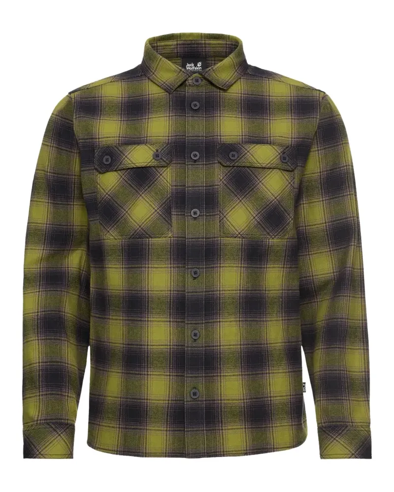 Jack Wolfskin Kariertes Hemd mit Klappentasche - Grün Grün