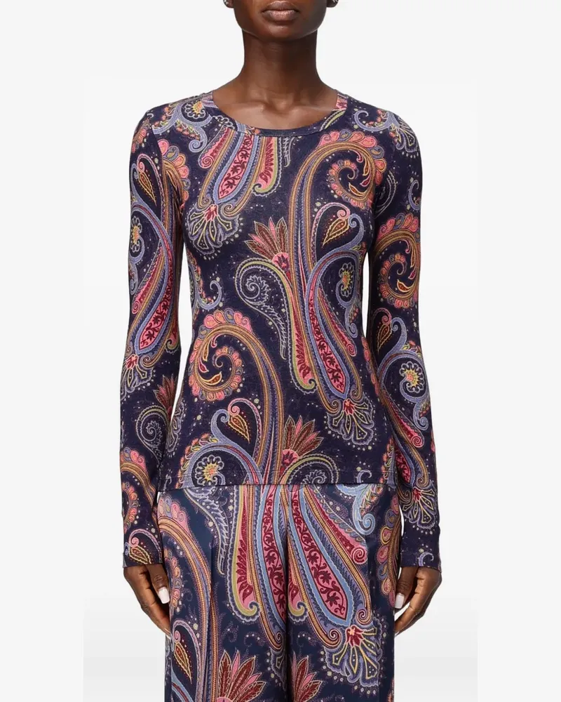 Etro Langarmshirt mit Paisley-Print - Blau Blau