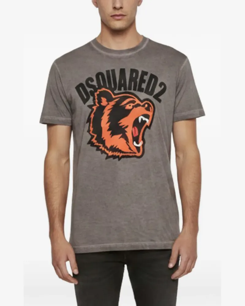 Dsquared2 bear logo print T-shirt - Grau Grau