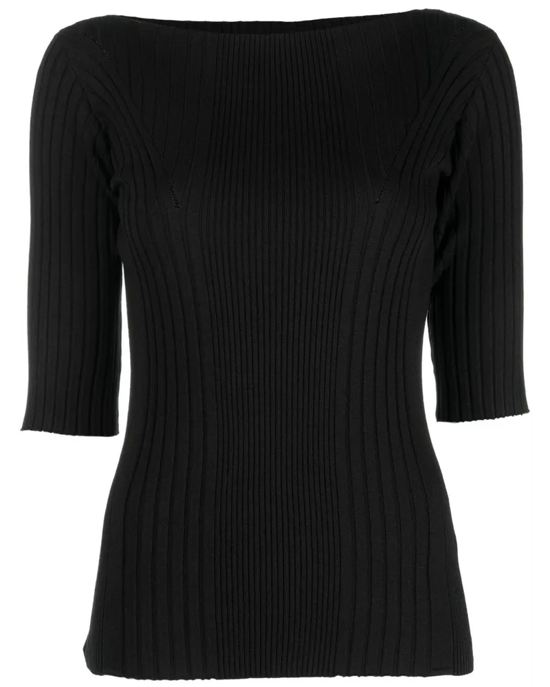 Calvin Klein Top mit U-Boot-Ausschnitt - Schwarz Schwarz