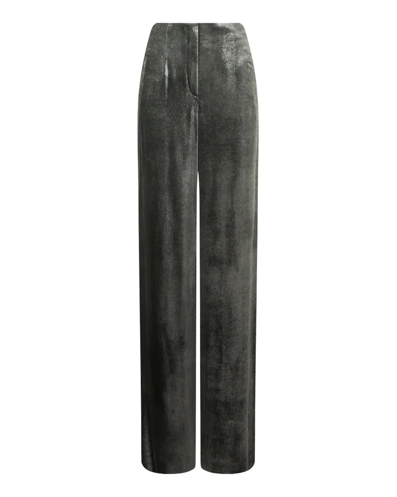 Alberta Ferretti Gerade Hose im Metallic-Look - Grau Grau