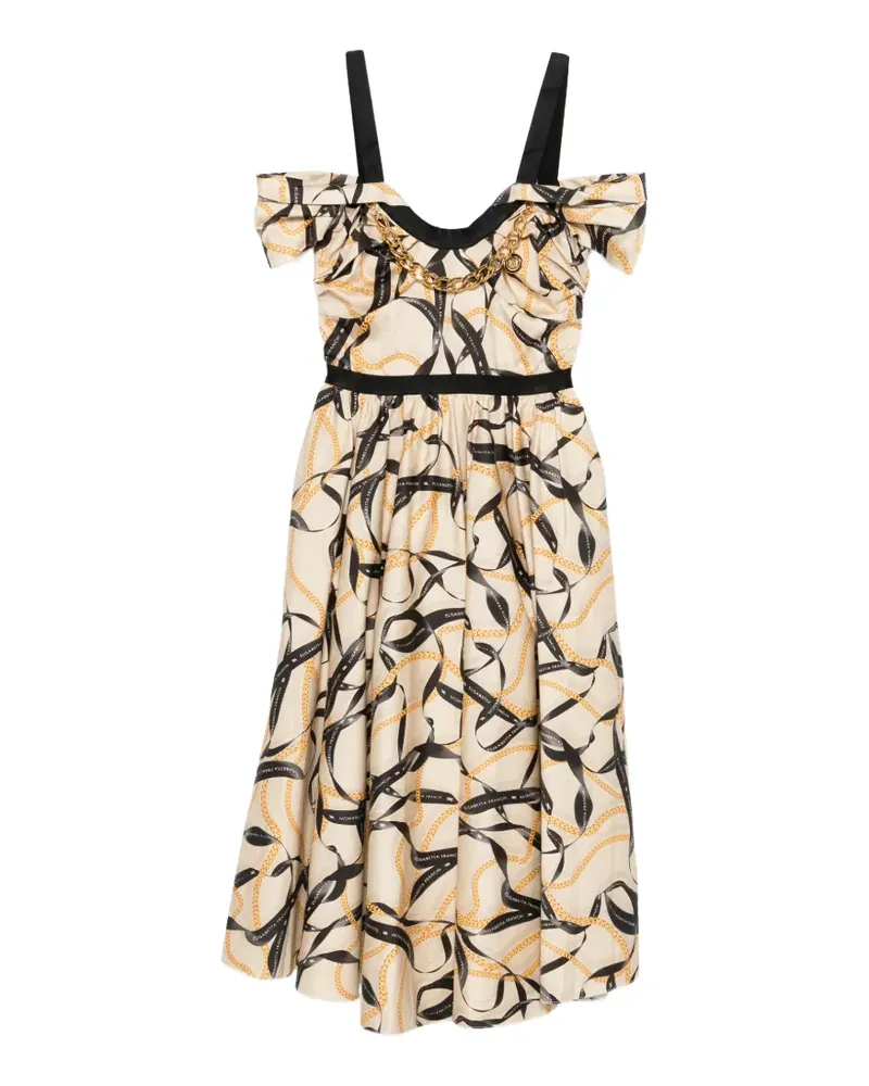 Elisabetta Franchi ruffled midi dress - Nude Nude