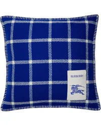 Burberry Kariertes Kissen mit Logo-Applikation Blau