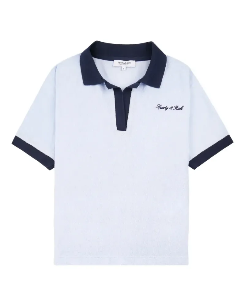 SPORTY & RICH logo-embroidered terry polo shirt - Blau Blau