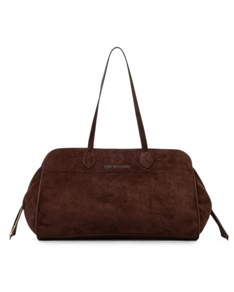 Moschino logo-lettering suede tote bag - Braun Braun