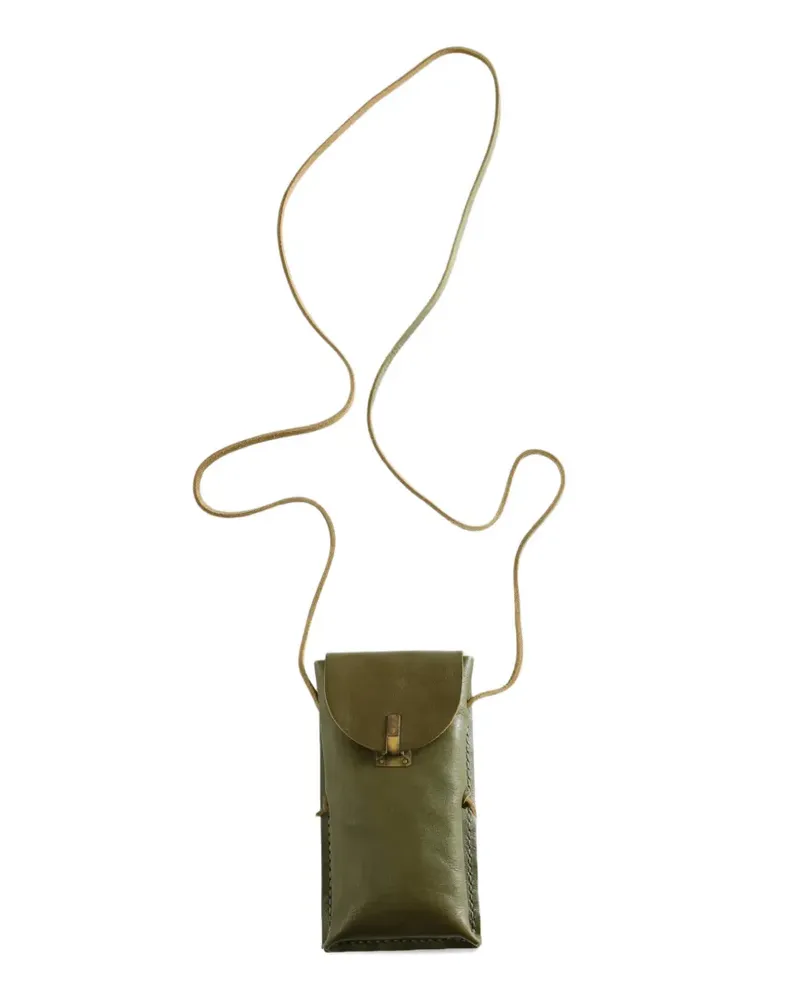 Ziggy Chen contrast-stitch shoulder-strap clutch bag - Grün Grün