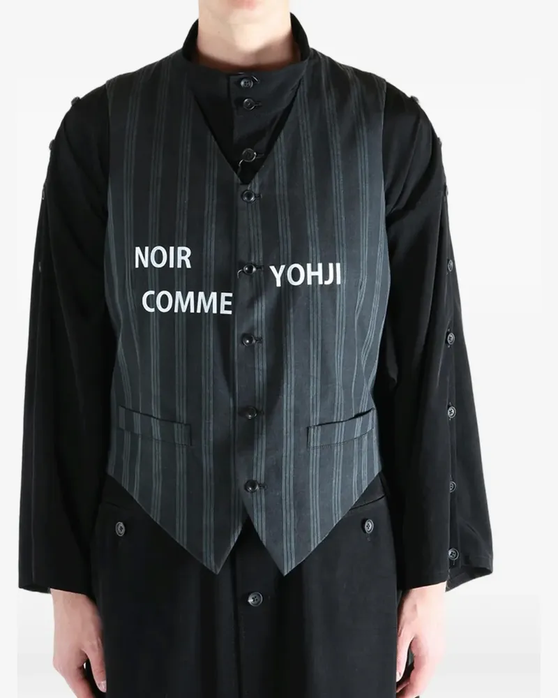 Yohji Yamamoto pinstripe cotton waistcoat - Schwarz Schwarz