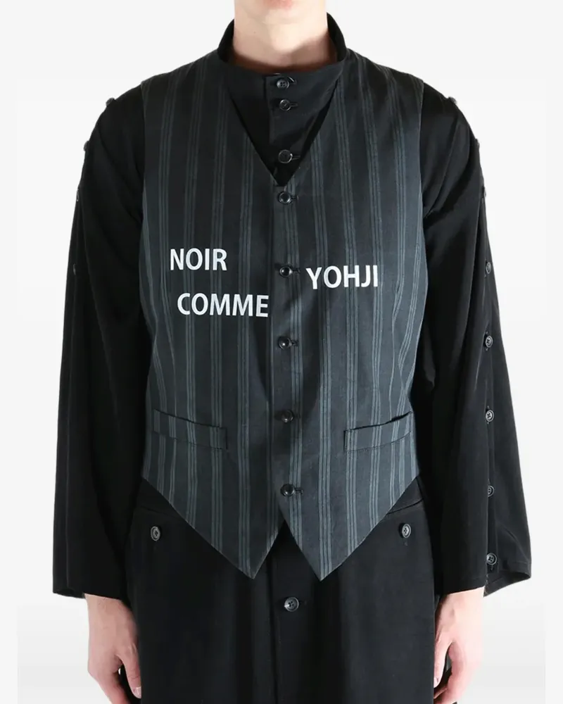 Yohji Yamamoto pinstripe cotton waistcoat - Schwarz Schwarz