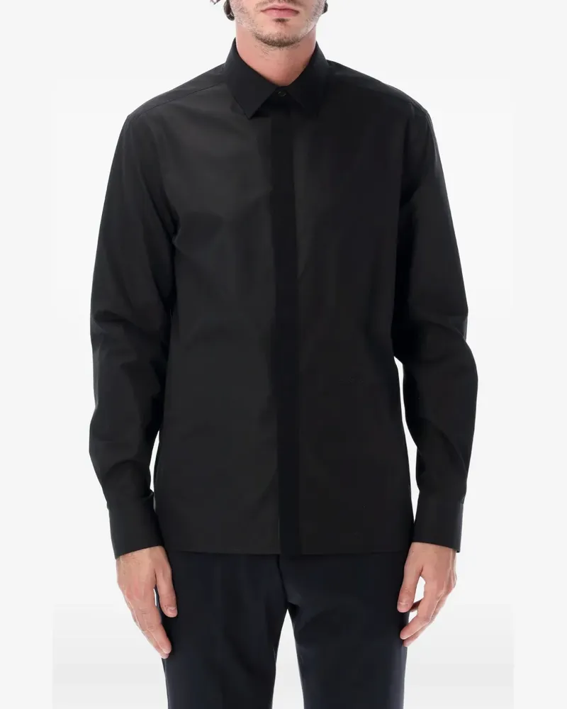 Lanvin logo-embroidered concealed-fastening shirt - Schwarz Schwarz