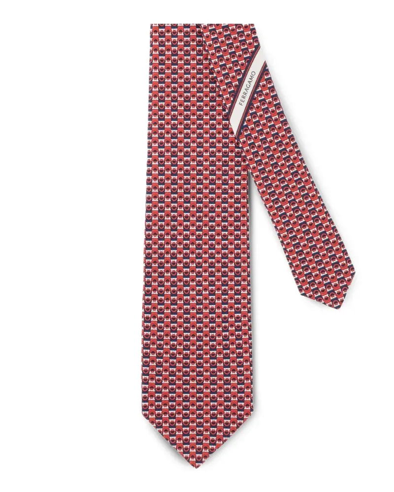Ferragamo geometric diagonal stripe tie - Rot Rot