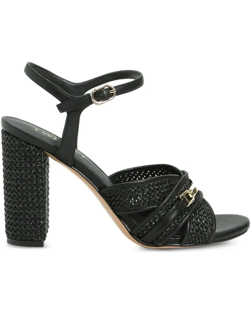 Twin-Set Gewebte Sandalen mit Schnalle 100mm - Schwarz Schwarz