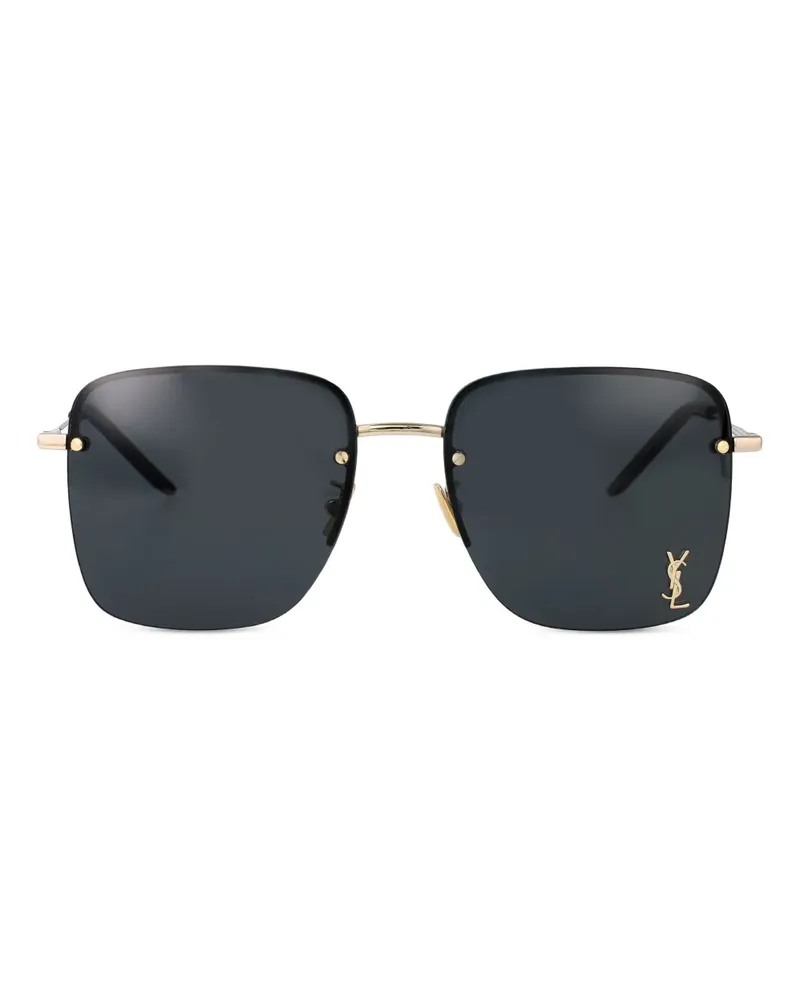 Saint Laurent Sonnenbrille mit Logo-Schild - Gold Gold