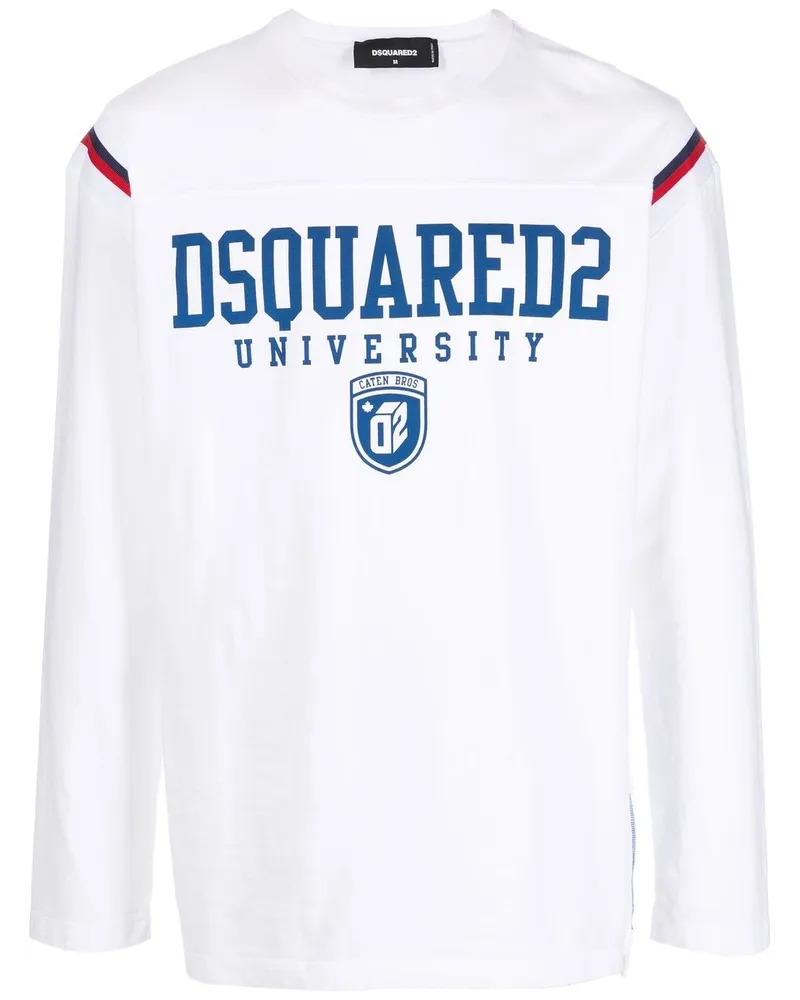 Dsquared2 Langarmshirt mit "University"-Print - Weiß Weiß