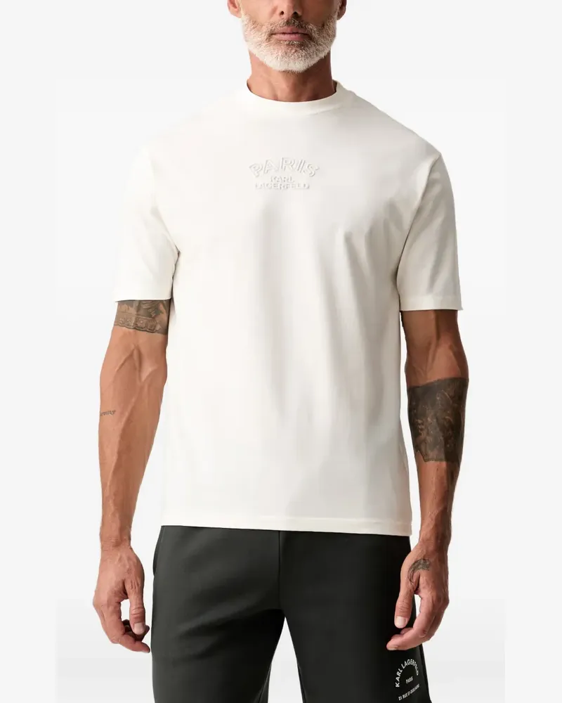 Karl Lagerfeld logo-embossed crew-neck T-shirt - Nude Nude