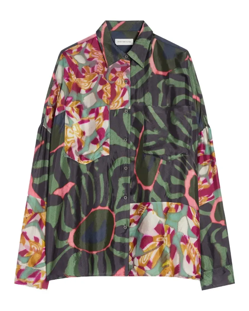 Dries van Noten Kokon-Hemd aus Viskose - Grün Grün