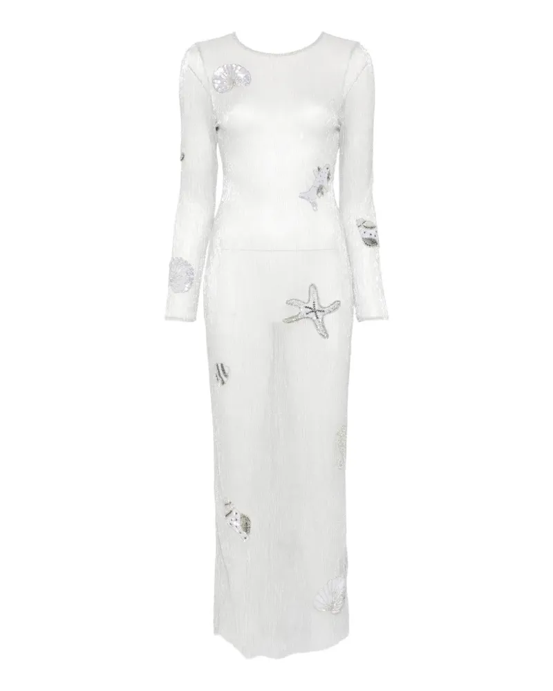 Leslie Amon Sea shell-patch maxi dress - Grau Grau