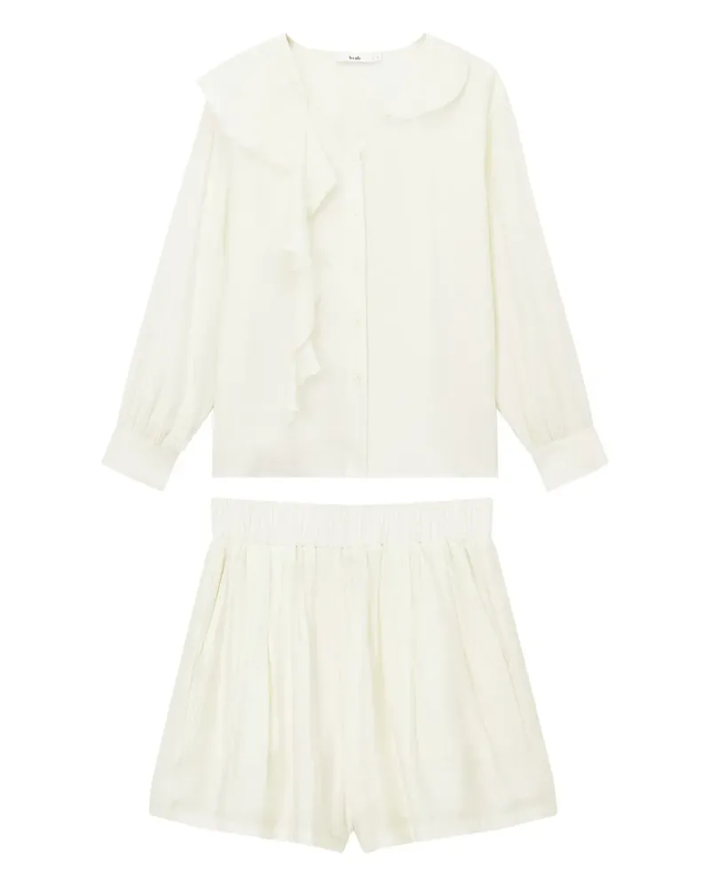 b+ab Set aus Bluse und Shorts mit Rüschendetail - Nude Nude