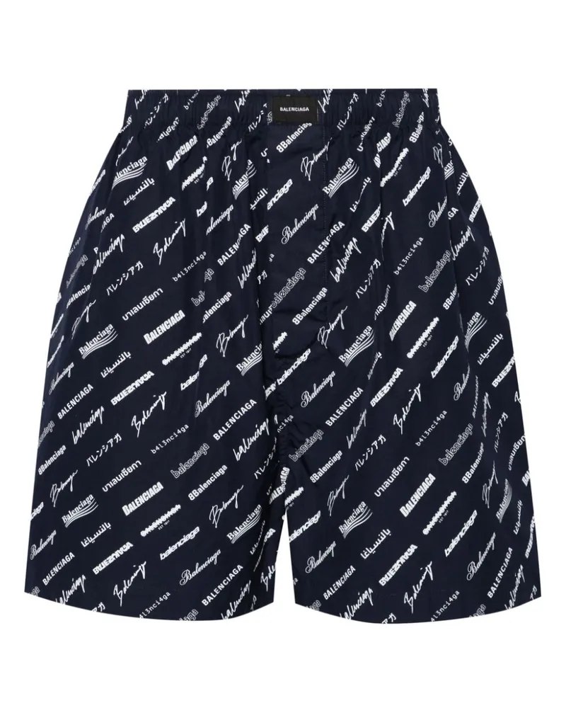Balenciaga Shorts mit Logo-Print - Blau Blau