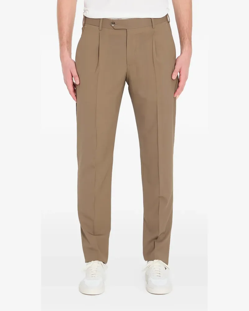 PT TORINO pleated virgin wool trousers - Braun Braun