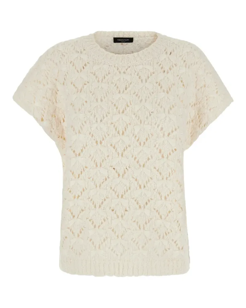 Fabiana Filippi pointelle-knit short-sleeve sweater - Weiß Weiß
