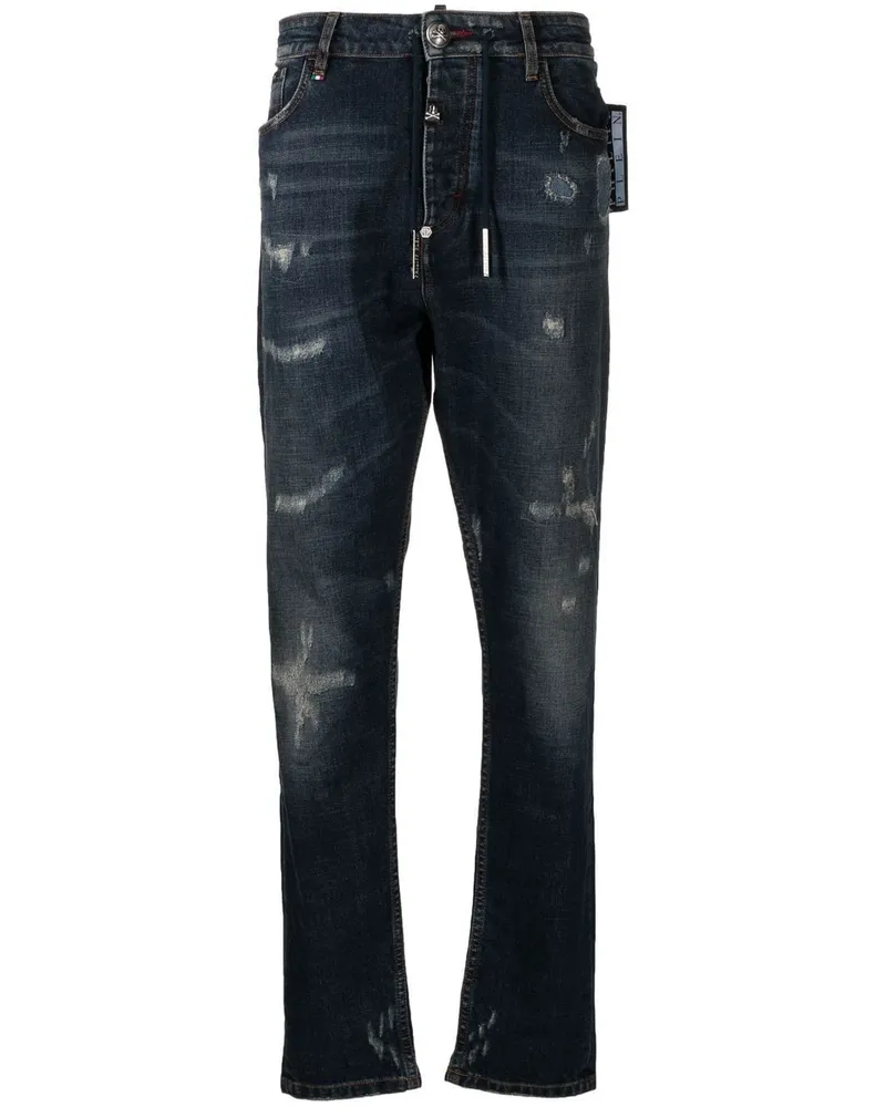 Philipp Plein Tief sitzende Slim-Fit-Jeans - Blau Blau