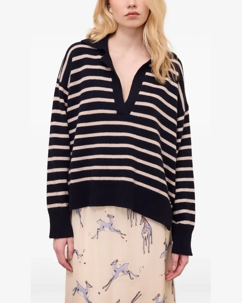 ottod’Ame Gestreifter Pullover mit Poloshirtkragen - Blau Blau