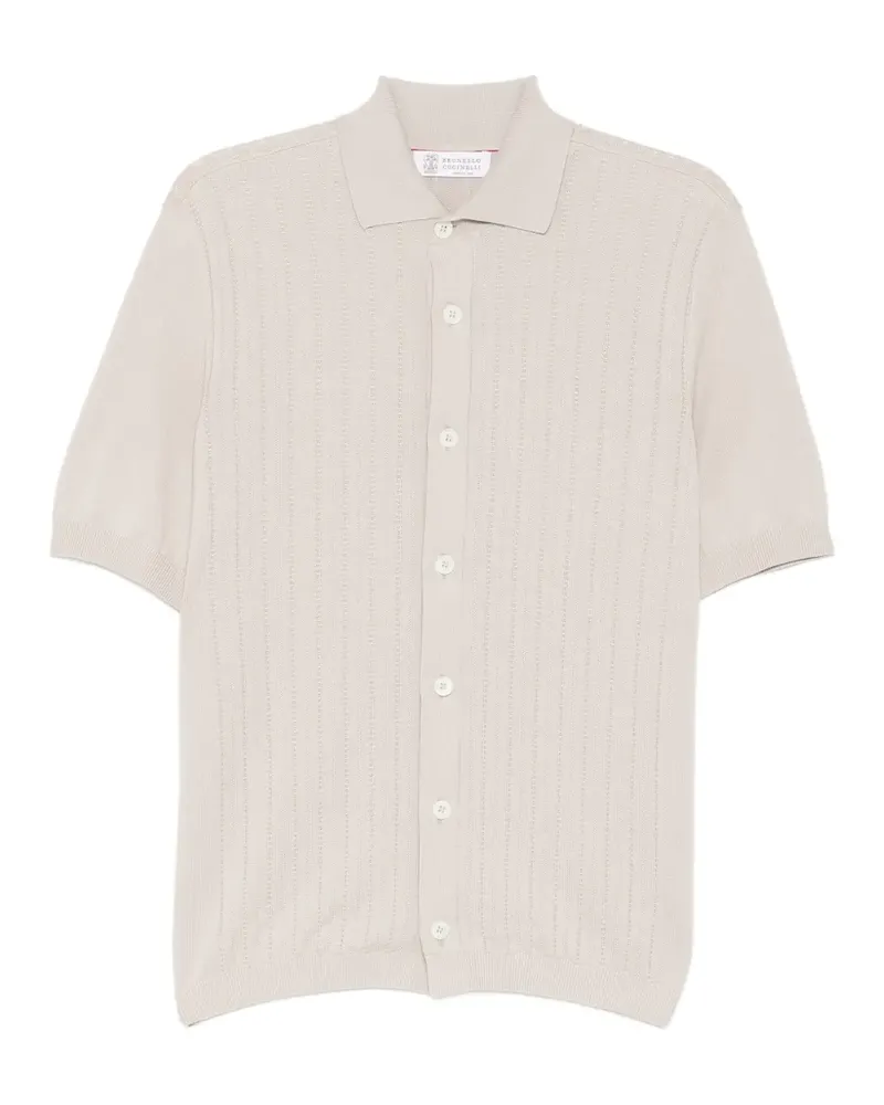 Brunello Cucinelli ribbed buttoned polo shirt - Nude Nude