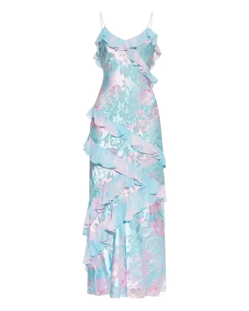 LoveShackFancy Langes Kleid mit Rüschen - Blau Blau