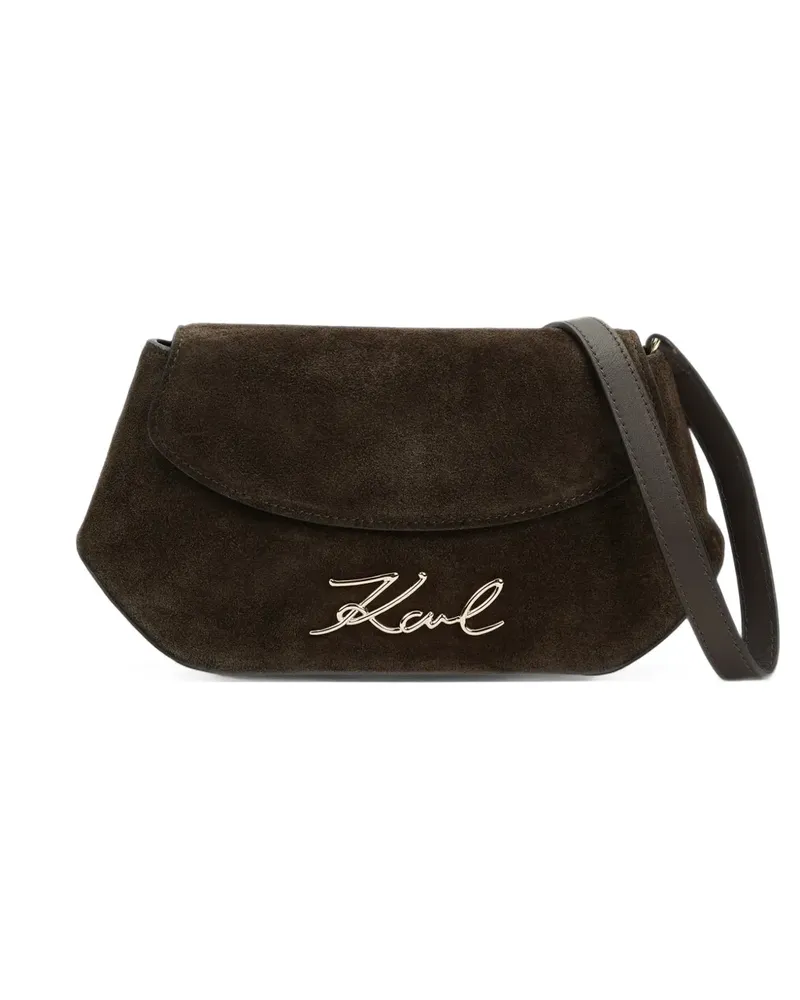 Karl Lagerfeld K/Signature suede cross body bag - Braun Braun