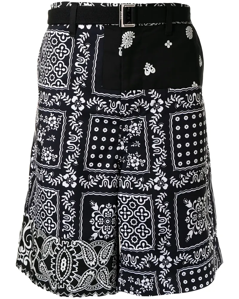 Sacai Cargo-Shorts mit Bandana-Print - Schwarz Schwarz