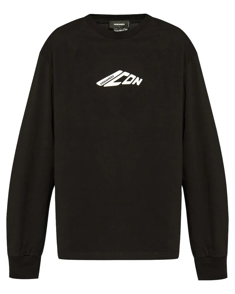 Dsquared2 Langarmshirt mit Logo-Print - Schwarz Schwarz